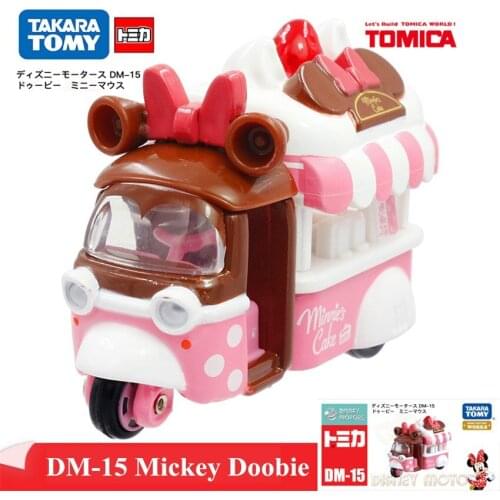 Original Tomy Mini Disney Cute DM-15 Mickey Doobie Motor Diecast Metal Collection Model Pink Car Cartoon Gift Toy 894360
