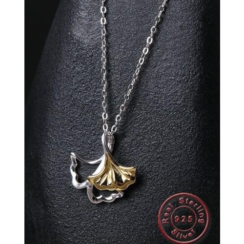 Amxiu New Two Tones Color Ginkgo Biloba Clavicular Chain Necklace Handmade Choker Necklace for Girls Womens Gift Accessories