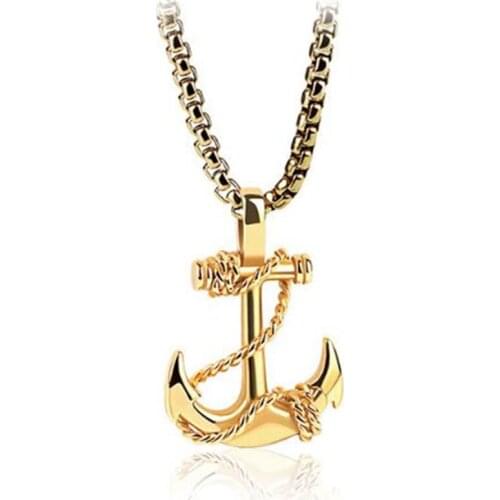 Necklace Wholesale Anchor Necklaces For Women Pendant Chain Man Fashion Jewelry Black Gold Silver Color Stainless Steel Chains