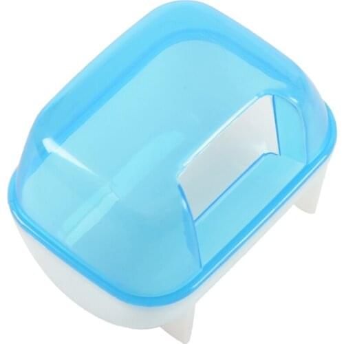Pet Hamster Bathroom Bath Sand Room Sauna Toilet Blue White 10x7x7cm