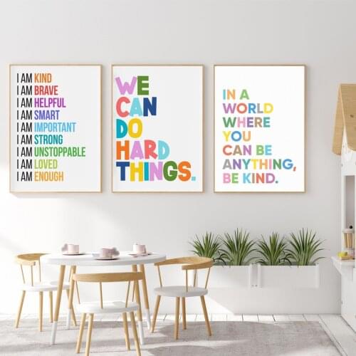 Positive Affirmation Encourage Quotes Family Education Wall Art Canvas Painting Posters And Prints Wall Pictures Kids Room Decor
