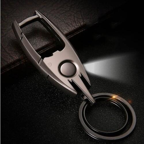 QOONG 2021 Men Bat Shape Keychain Business Style LED Light Opener Multi-Function Car Bag Key Chain Ring Holder Women Keyring