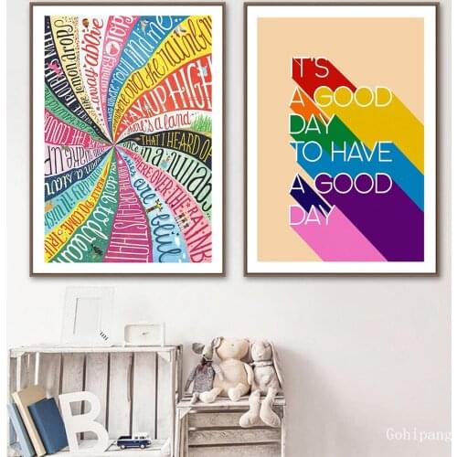 Rainbow Art Print Wall Canvas Painting Colorful Letter Nordic Posters and Prints Decorative Picture Modern Home Decoration