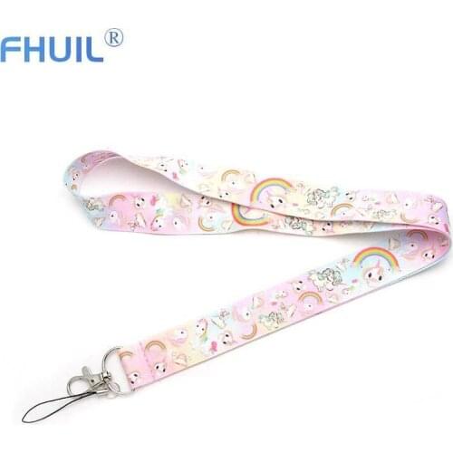 Cute Unicorn Mobile Phone Strap Pink Neck Lanyards for Charm Phone Lanyard keys Handy Kette Keycord For iPhone Huawei Straps