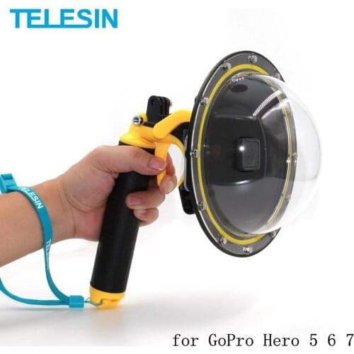 TELESIN 6'' Dome Port 30M Waterproof Housing Case Diving Dome with Trigger for GoPro Hero 5 6 7 Black Action Camera Accessories
