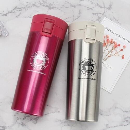 380ml Bounce Cover Double Stainless Steel Coffee Thermos Mug Portable Car Vacuum Flasks Travel Thermo Cup Thermal Water Botter
