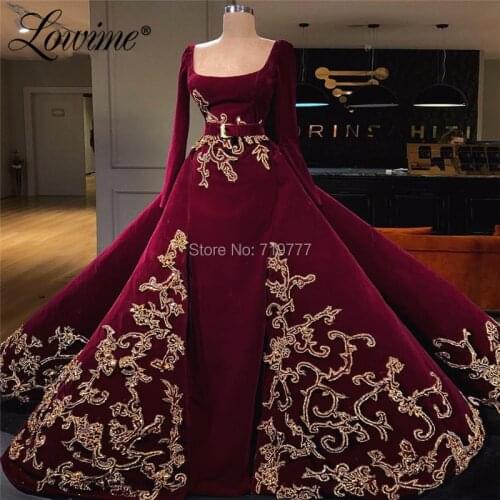 Turkish Muslim Women Formal Evening Dresses Saudi Arabic Beaded Robe De Soiree Long Sleeves Dubai Party Gown Elegant Prom Dress