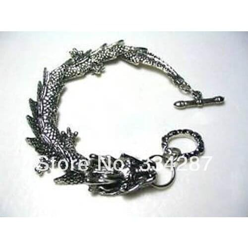 Hot sell Noble- Stunning tibet silver dragon mens bracelet