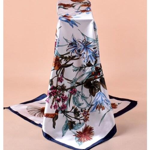 Spring Print scarves flowers silk Satin square Hairband hijab cool shawl ladies foulard femme headband hair bufanda mujer shawl