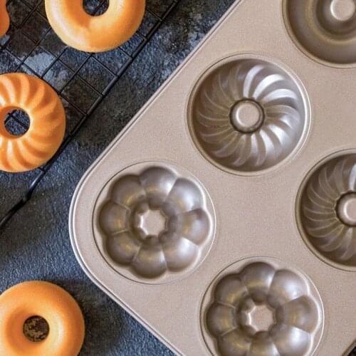 High Quality Cake Mold 3 In 1 Cake Mold 12 Donuts Hollow Three-dimensional Cake Baking Tray Round Flower-shaped Cake Bread