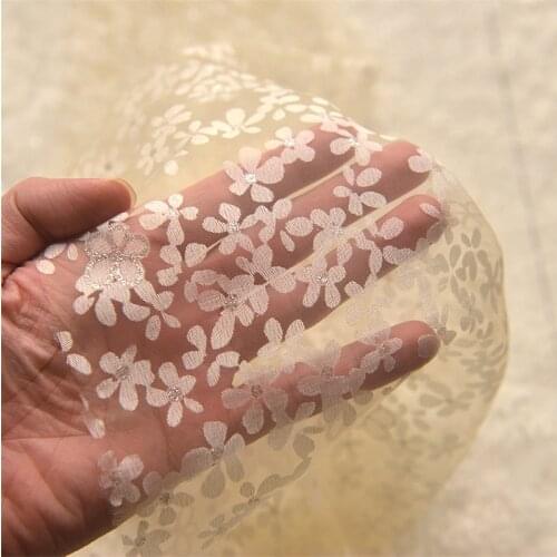 High quality Chiffon fabric Light beige Flower fabric Beautiful clothing, dress, veil, formal attire tissu