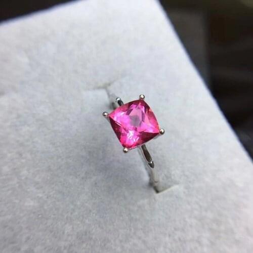 Pink topaz women ring in 925 silver gemstone jewelry simple and romantic gemstone ring for ladies with box
