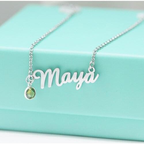 Name Letter Necklace 316 Stainless Steel Jewelry Custom Woman Gift Birthstone English Name Pendant Necklace
