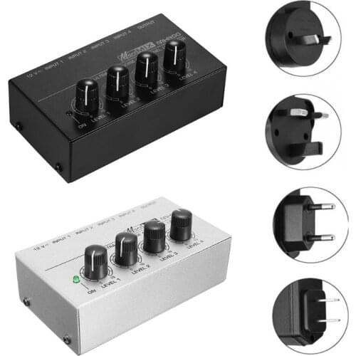 1Set MX400 4 Channels Sound Mixer Portable Low Noise Line Mono Audio Mixer with Power Adapter US/UK/EU/AU Plug for KTV Karaoke