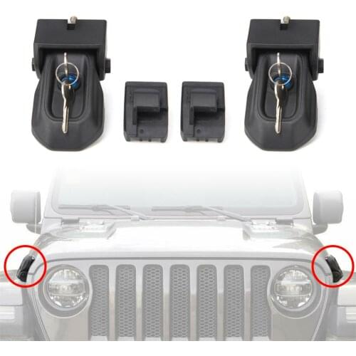 1Pair Car Hood Latches and Anti-Theft Hood Catch Lock Kits With Key For Jeep 2018 2019 2020 Wrangler JL Accessories