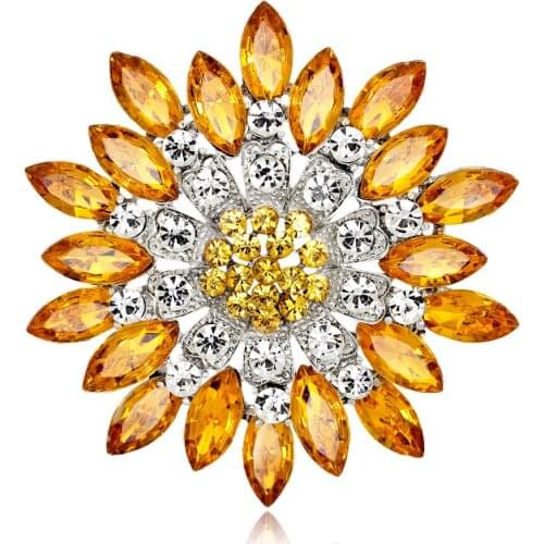 New Round 1pc 68*68mm silver DIY wedding accessories rhinestone alloy flower brooch clothing buttons decoration craft supplies