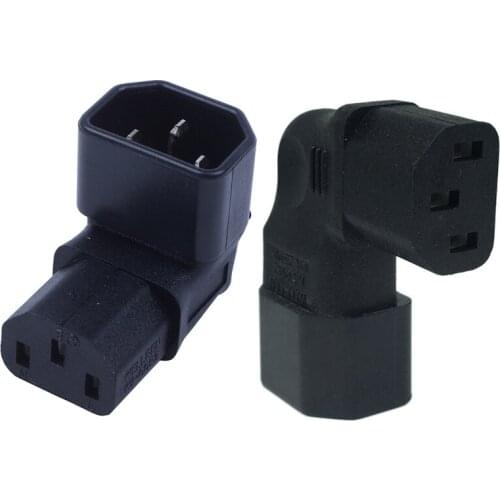 1Pcs Left Angle Iec 320 C14 3 Pin Male To C13 Female Pdu Psu Ups Power Extension Adapter Receptacle Tv Wall Mount & 1Pcs Right A