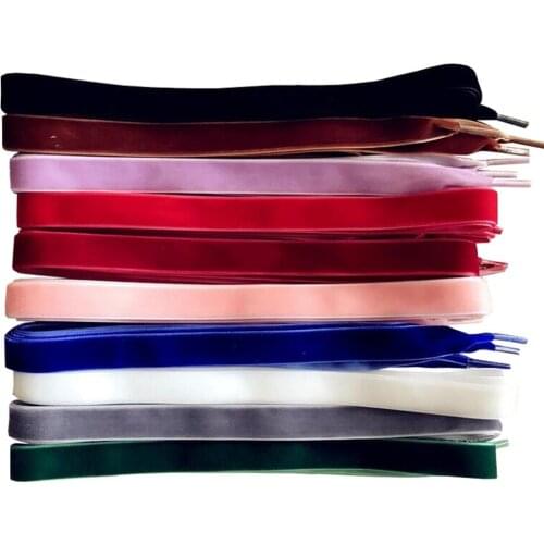 100 - 140 CM Various Colors Velvet Shoe Boot Laces 1.6 CM Wide Flat Ribbon Shoelace Bootlaces