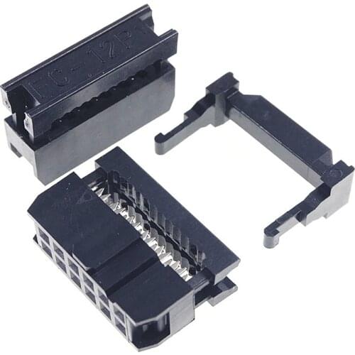 100 Pcs 0.100" 2.54mm 12 Pin dual Row IDC Connector 2 rows 12 position Rectangular Female Socket Receptacle Ribbon Cable FC-12