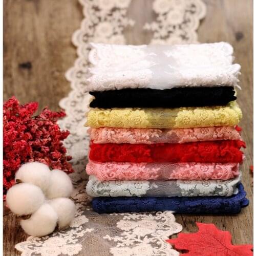 12cm Cotton Floral Embroidered Lace Ribbons High Quality Water Soluble Black White Lace Trim DIY Apparel Sewing Fabric Lace Tape