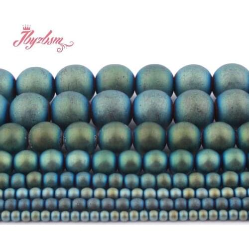 2/3/4/6/8/10MM Natural Green Hematite Frosted Round Beads Stone Beads Loose For DIY Necklace Bracelet Jewelry Making Strand 15"