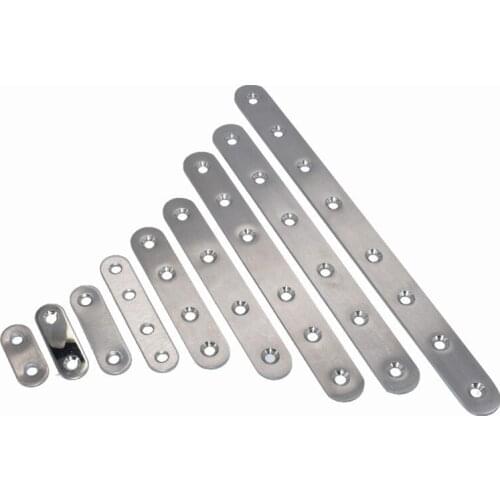 201 Stainless Steel 37/47/57/77/95/124/175/195/245MM Straight Bracket Thickness 1.8/2.3/2.7/3MM Mending Repair Plate Connector