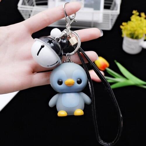 2019 New Creative cute cartoon little penguin doll car keychain creative male and female bag key chain ring pendant keychain