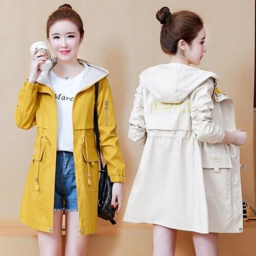 2020 Spring Autumn Trench Coat Women Long Sleeve Casual Windbreaker Famale Hooded Long Coat Loose Outerwear Plus Size 3XL P675