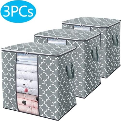 3Pcs/Set Foldable Comforter Storage Bag Household Clothing Storage Box Dustproof Quilt Storage Bra Socks Clothing Storage