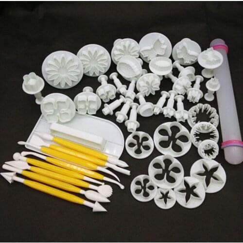 46pcs Delicious Fondant Cake Decorating Modelling Tools Set DIY Sugarcraft Cake Decorating Fondant Cutters Tools Set