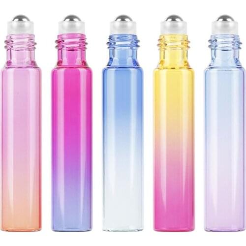 Dropship Mini 5pcs 10ml Essential Oil Dispensing Bottle DIY Empty Roller Ball Bottle Portable Cosmetics Container Bottle