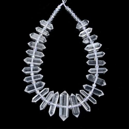 8-12 X 20-45mm Raw Natural Rock Crystal Quartz Point Beads Strand Rough Clear Quartz Pendant Beads for Necklace Earrings