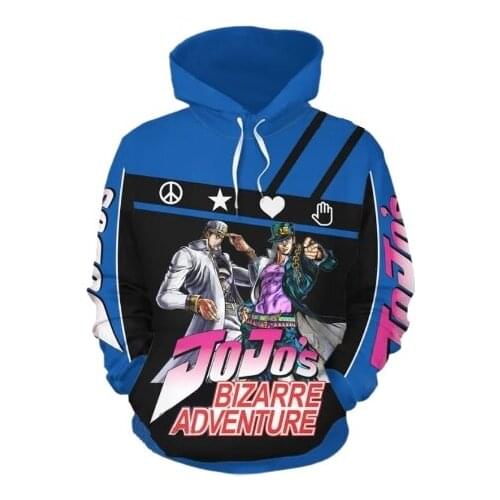 Anime Hoodie JOJO Bizarre Adventure Pullover Sweatshirt Hoodies JOJO Cosplay Harajuku Hooded Sweatshirts Tracksuits