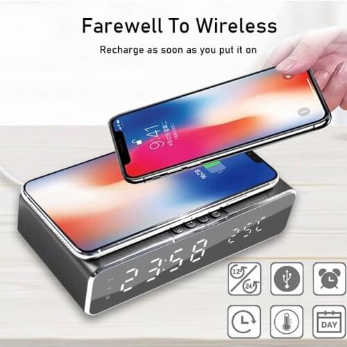 Wireless Charger LED Alarm HD Clock Phone Wireless Charger Qi Charging Pad Digital Thermometer For IPhone Huawei xiaomi Samsung