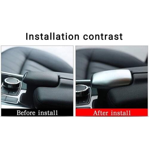 Aluminum Alloy Center Armrest Storage Box Trim Cover with Logo Cover Silver for Mercedes Benz E Class CLS Class 2012-2015