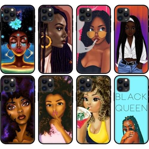 Black tpu case for iphone 5 5s se 6 6s 7 8 plus x 10 cover for iphone XR XS 11 pro MAX case 2bunz melanin Poppin Aba