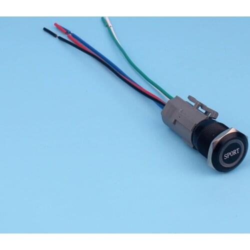 19mm black button switch sport words ring led Reset or on-off wiring harness waterproof metal push switch
