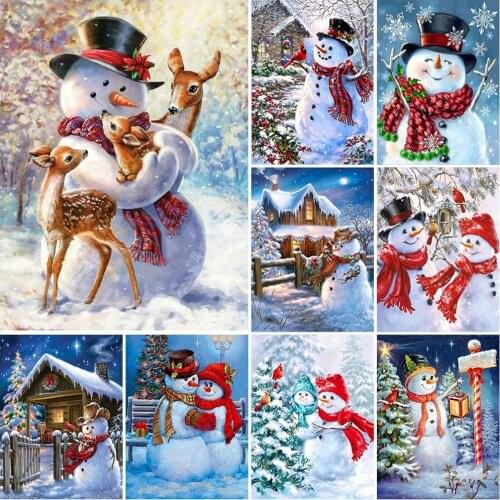 DIY Snowman 5D Diamond Painting Full Round Drill Christmas Gift Snow Scenery Diamond Embroidery Cross Stitch Kits Home Decor