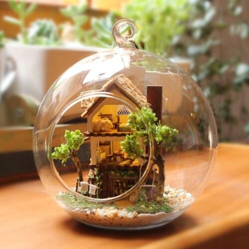 DIY Glass Ball Doll House Model Building Kits Wooden Mini Handmade Miniature Dollhouse Toy Birthday Christmas Gift