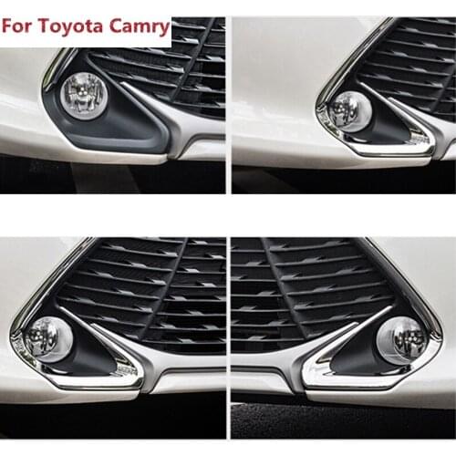 For Toyota camry 2015 Auto Car Front Fog light Lamp Cover Trim Protection Decoration 2pcs ABS Chrome Accessories