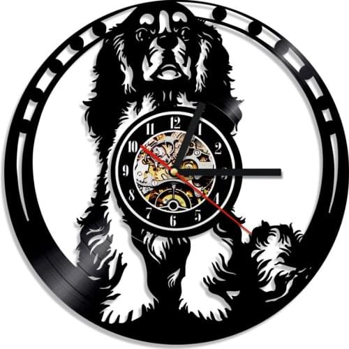 House Art Pet Puppy Animal Led Wall clock large Cavalier King Charles Spaniel Dog Vinyl Clock Home Decor Gift For Dog Lover