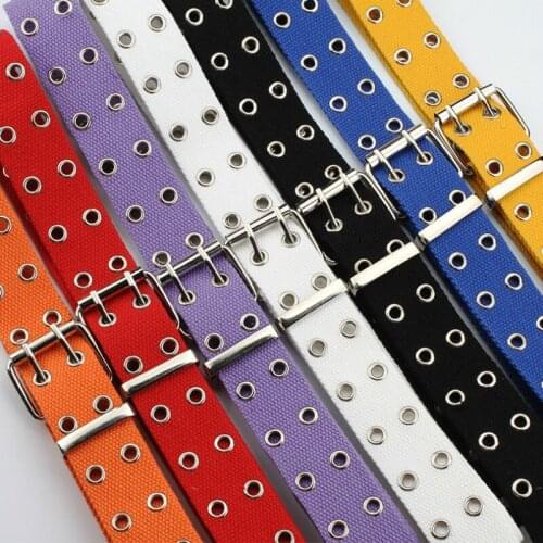 Unisex Double Grommet Holes Canvas Fashion Chic Belts For Jeans Pants Dressy Punk Women Costumes Waist Belts Yellow