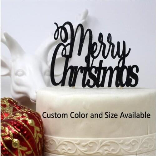 Personalized Merry Christmas Cake Topper, 1pc, Christmas, Glitter, Custom Handcrafted Party Decor, Party Supplies