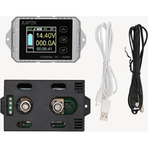 JUNTEK VAT1100 100A Wireless Current Voltage Meter 12V 24V 48V Car Battery Coulomb Counter 100V Power/Watt/Time Tester