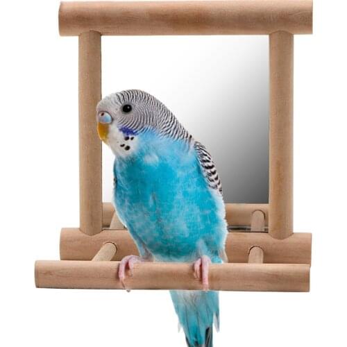 1PC Swing for Cockatiel Parrots Climb Wooden Birdcage Accessories House Decoration Parrot Brid Pet Toy with Mirror Bird Supplies