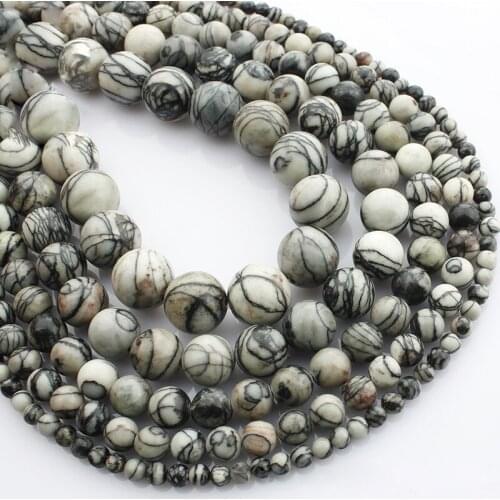 15"(38cm) Strand Round Natural Black Lace Stone Rocks 4mm 6mm 8mm 10mm 12mm Beads for Jewelry Making DIY Bracelet Findings