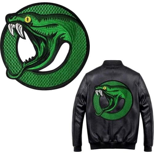 Round Shape Domineering Serpents Patch Stickers Green Snake Iron On Patches DIY Embroidered Patches For Clothing