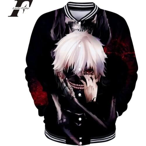 LUCKYFRIDAYF 2018 Tokyo Ghoul cotton Anime 3D printed Baseball Jacket bomber men women Sweatshirt winter jacket coat tracksuit