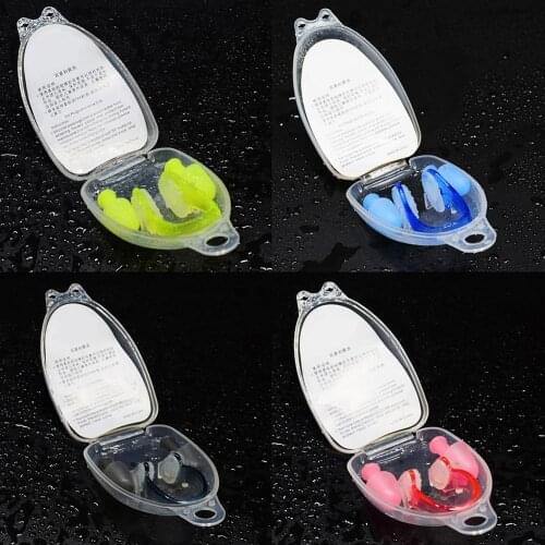 Soft Silicone Swimming Nose Clips + 2 Ear Plugs Earplugs Gear with a case box Set Pool Accessories Water Sports