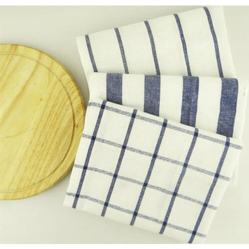 New 1Pcs Brief Pastroal Table Napkins Tea Towels Blue Striped Cotton Plaid Mats Placemats Kitchen Background Tablecloth